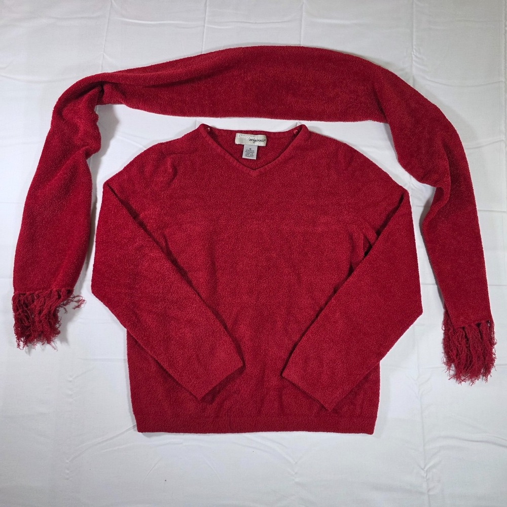 vintage Designers Originals Studio Med red long sleeve with scarf